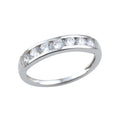 Round Aquamarine Half Eternity Band Ring in 925 Sterling Silver