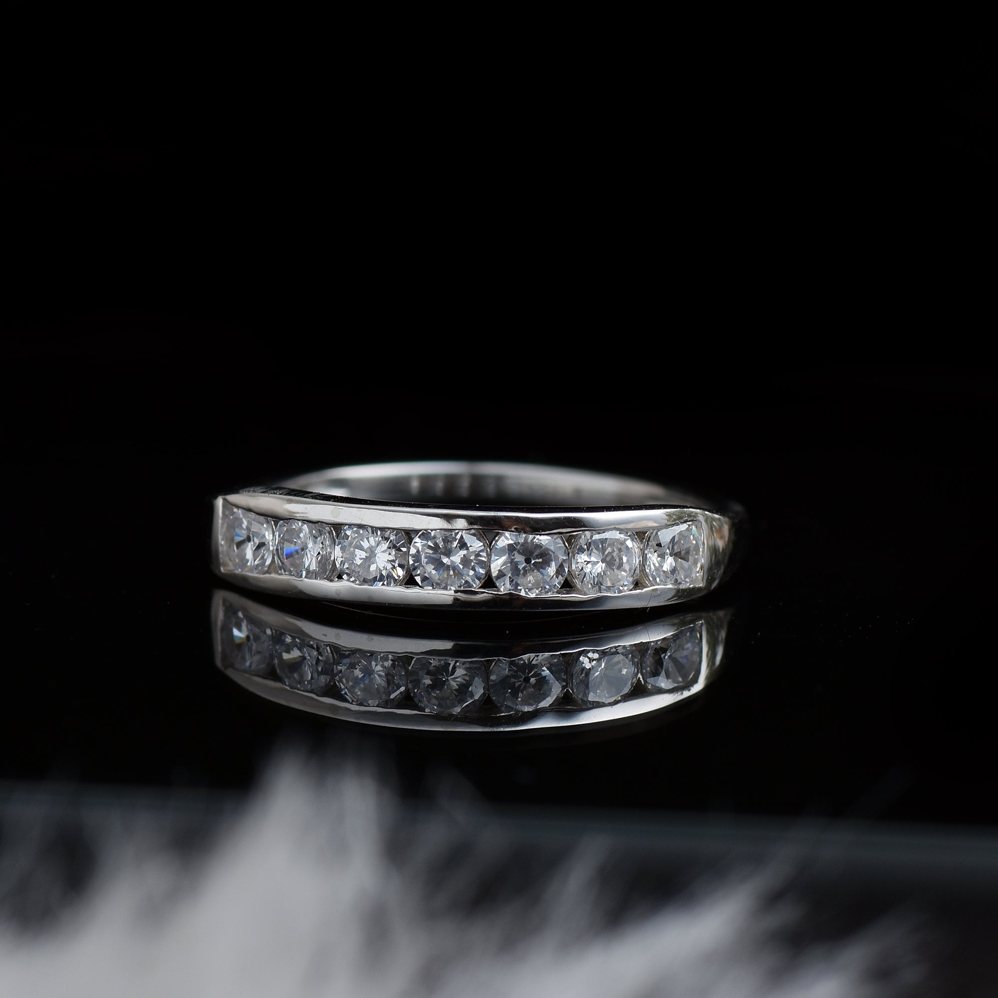 Round Aquamarine Half Eternity Band Ring in 925 Sterling Silver