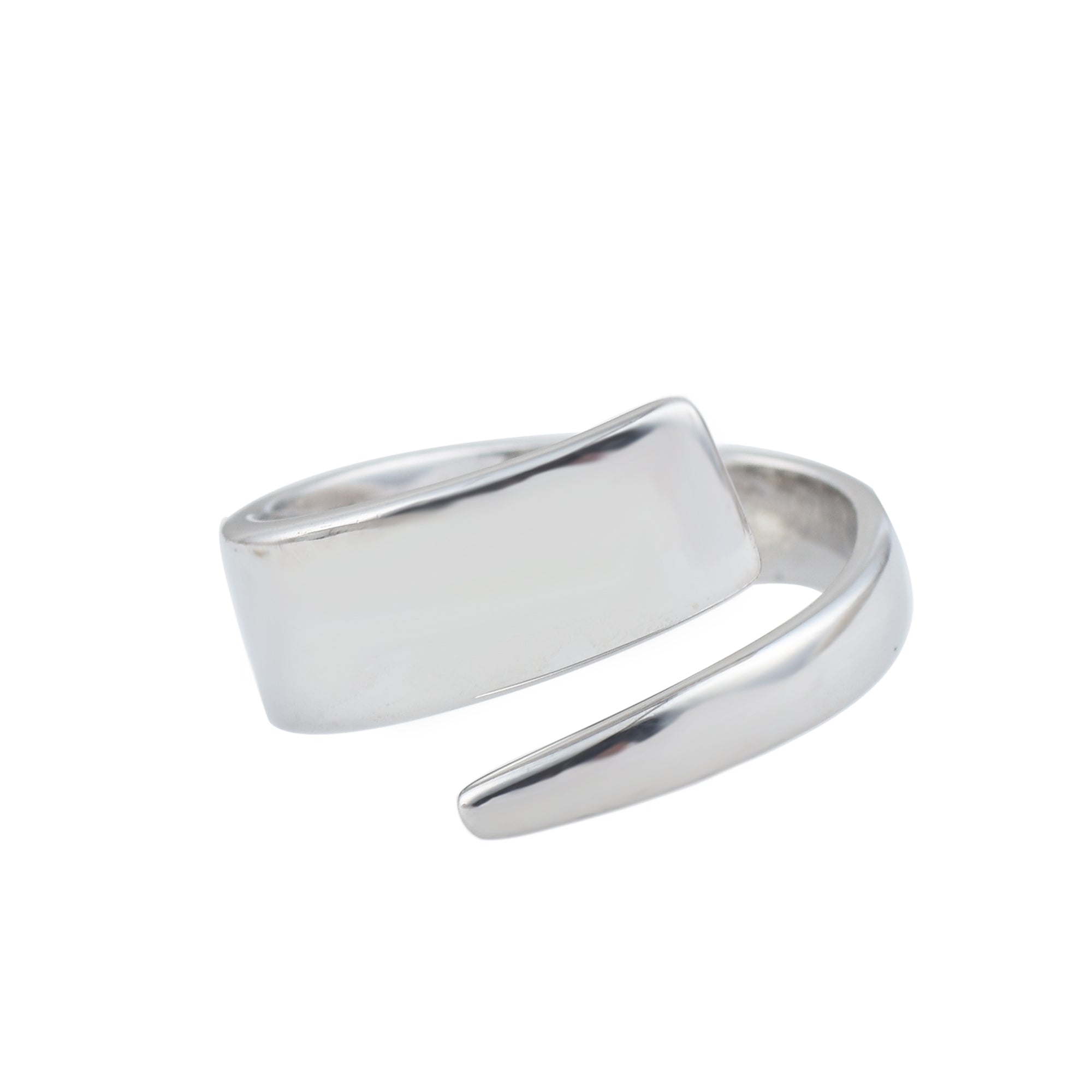 Minimalist Wave Adjustable Open Band Ring 925 Sterling Silver
