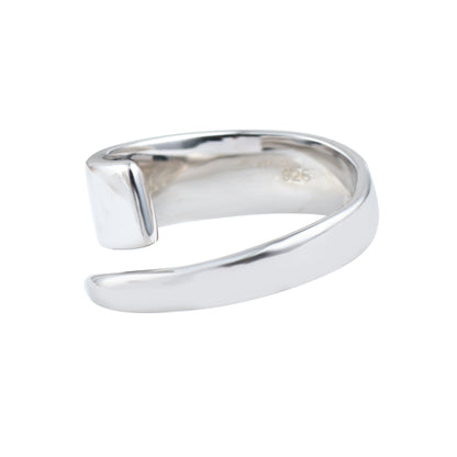 Wave Open Adjustable Band Ring – 925 Sterling Silver