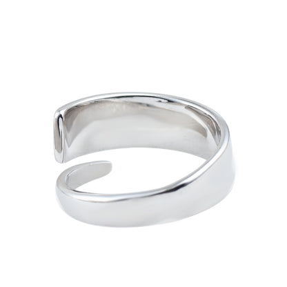 Wave Open Adjustable Band Ring – 925 Sterling Silver