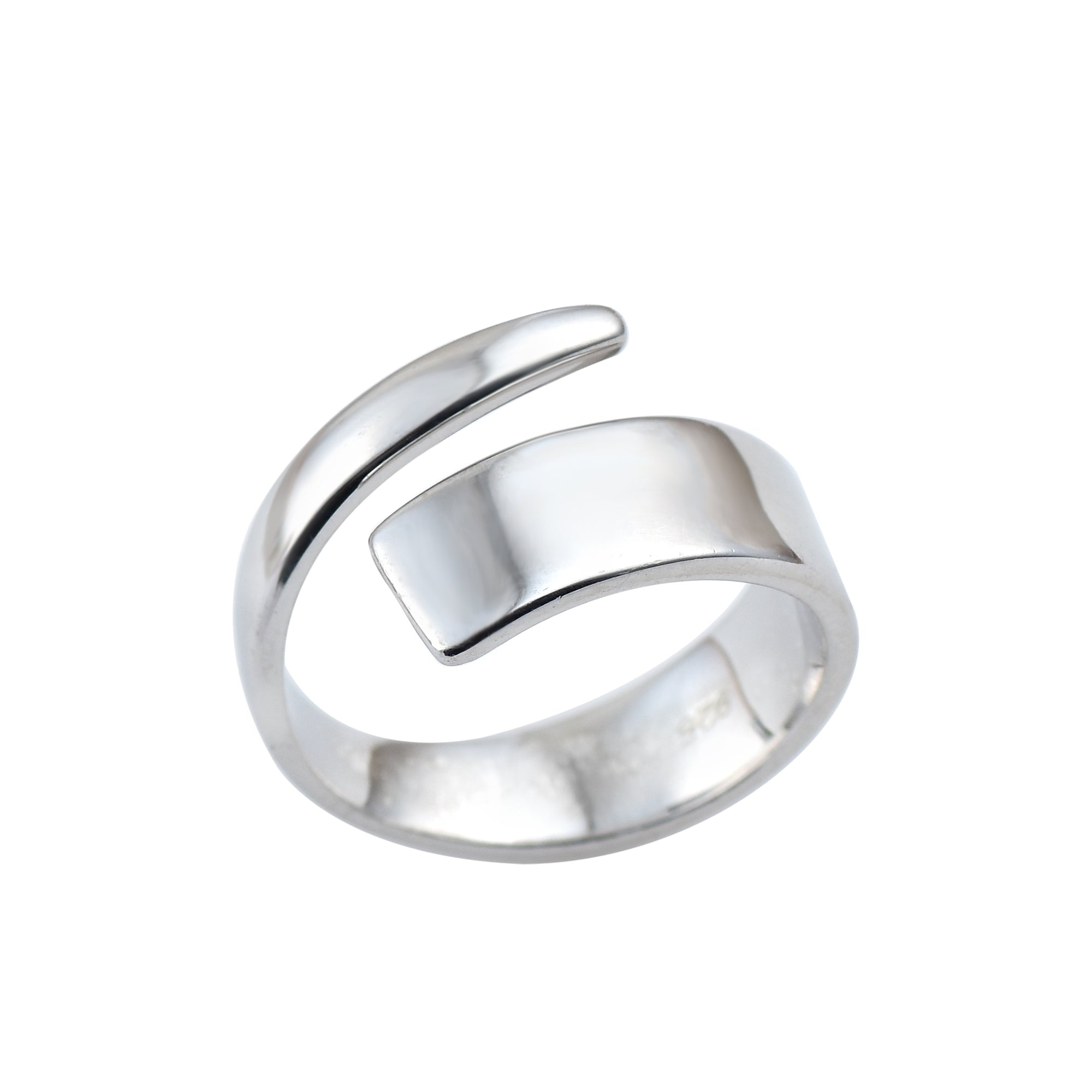 Minimalist Wave Adjustable Open Band Ring 925 Sterling Silver