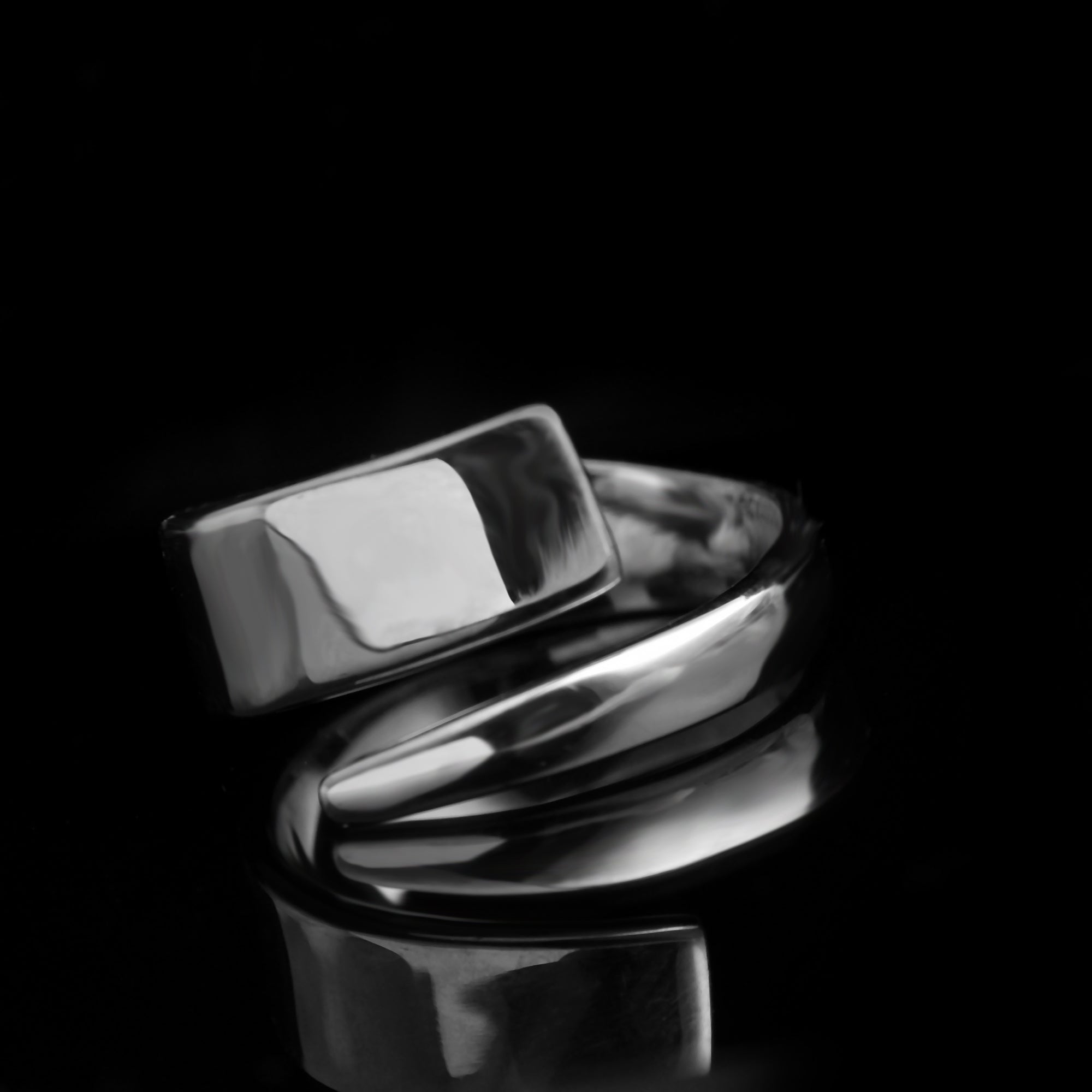 Minimalist Wave Adjustable Open Band Ring 925 Sterling Silver