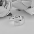 Minimalist Wave Adjustable Open Band Ring 925 Sterling Silver