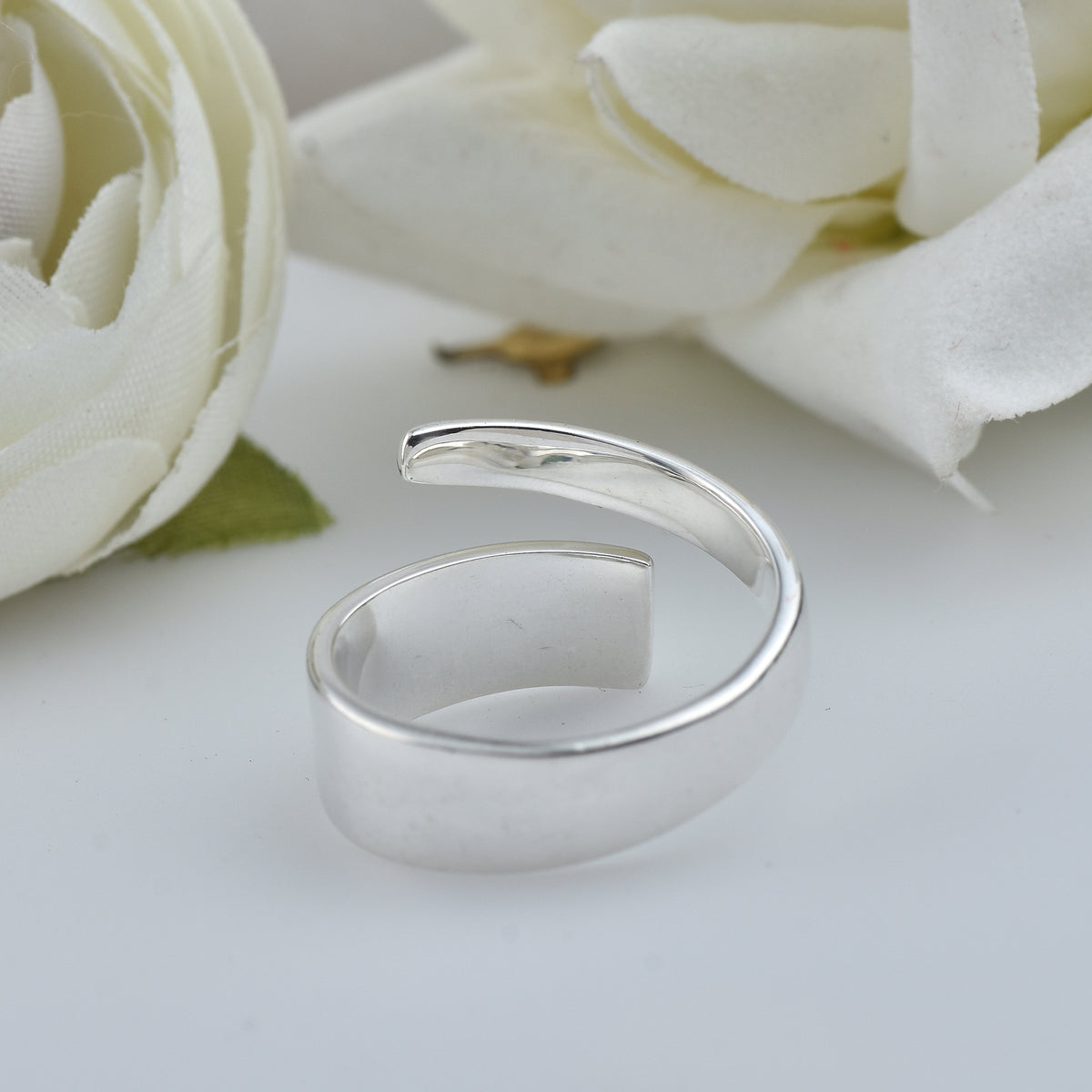 Wave Open Adjustable Band Ring – 925 Sterling Silver