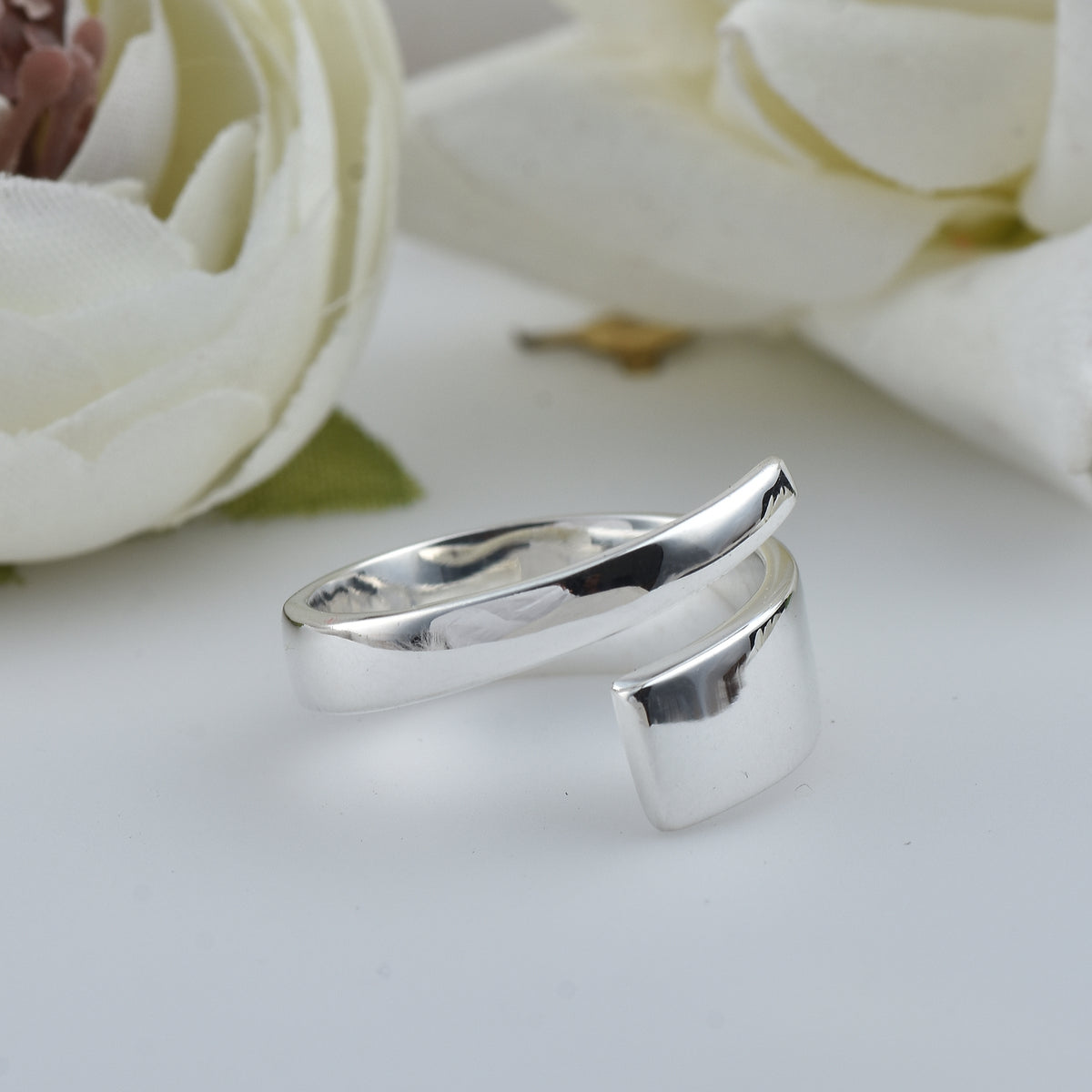 Wave Open Adjustable Band Ring – 925 Sterling Silver