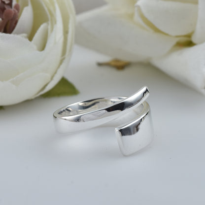 Wave Open Adjustable Band Ring – 925 Sterling Silver