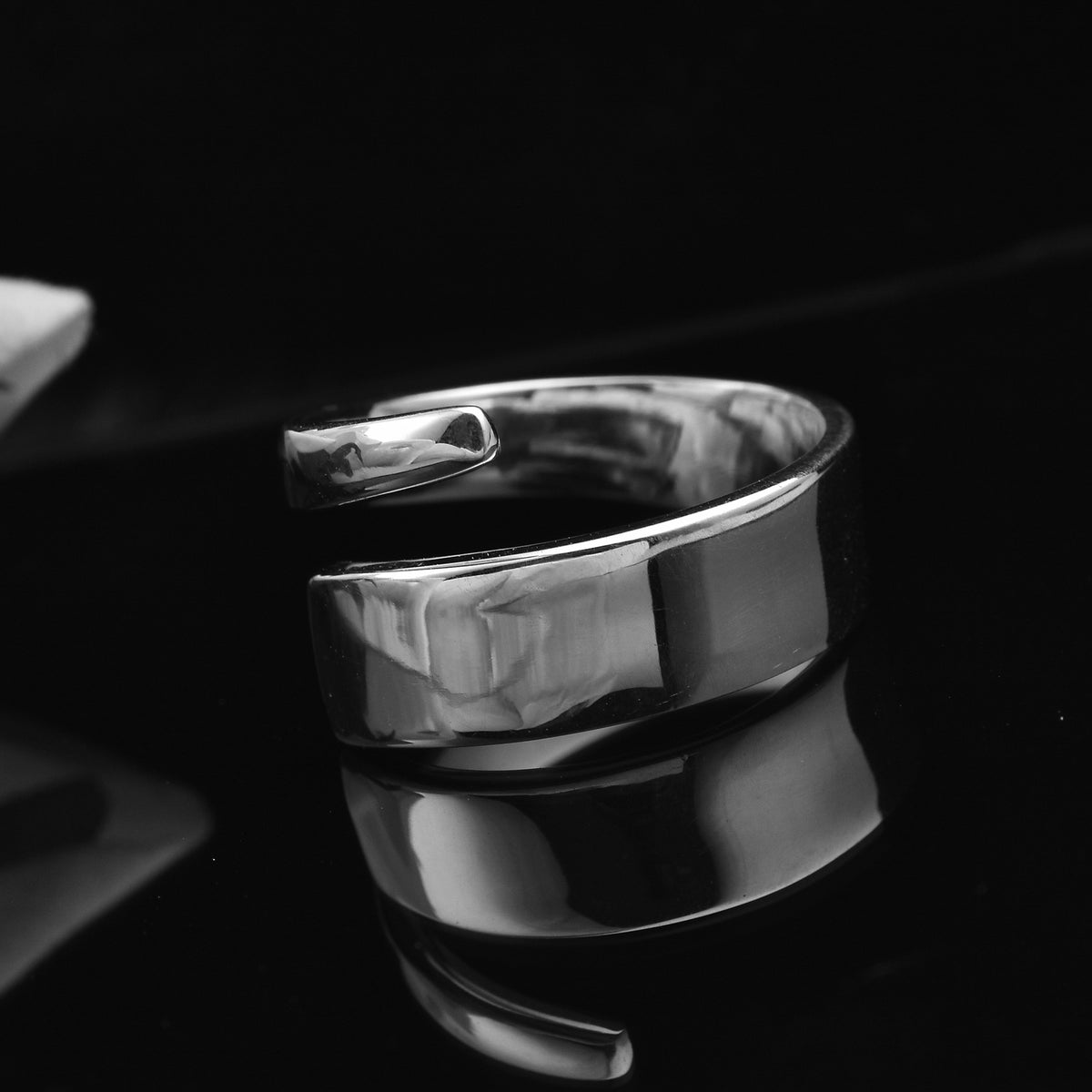 Wave Open Adjustable Band Ring – 925 Sterling Silver