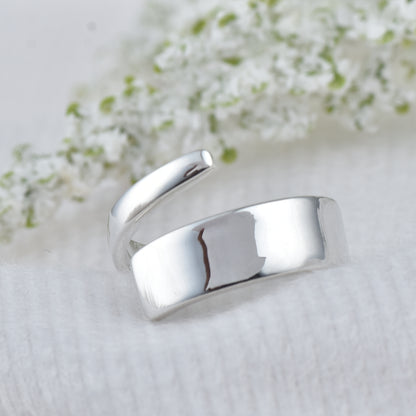 Wave Open Adjustable Band Ring – 925 Sterling Silver