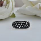 Beaded Textured Statement Band Ring 925 Sterling Silver Oxidized