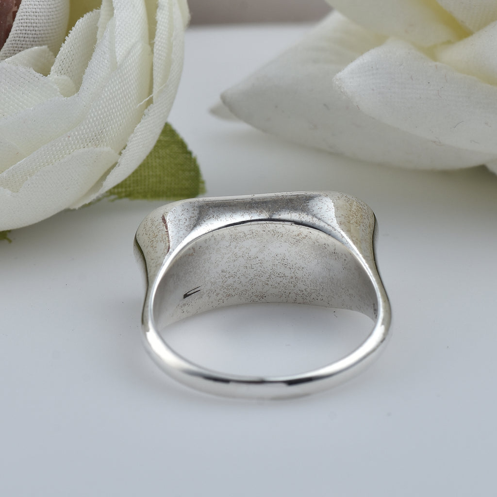 Beaded Textured Statement Band Ring 925 Sterling Silver Oxidized