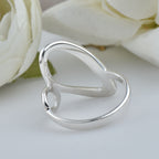 Modern Minimalist Statement Abstract Loop Ring 925 Sterling Silver
