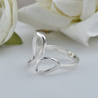 Modern Minimalist Statement Abstract Loop Ring 925 Sterling Silver