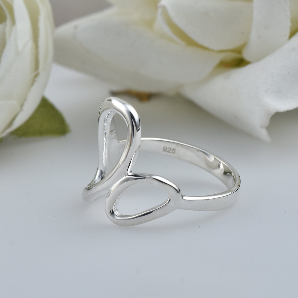 Abstract Open Loop Statement Ring – 925 Sterling Silver