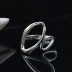 Modern Minimalist Statement Abstract Loop Ring 925 Sterling Silver