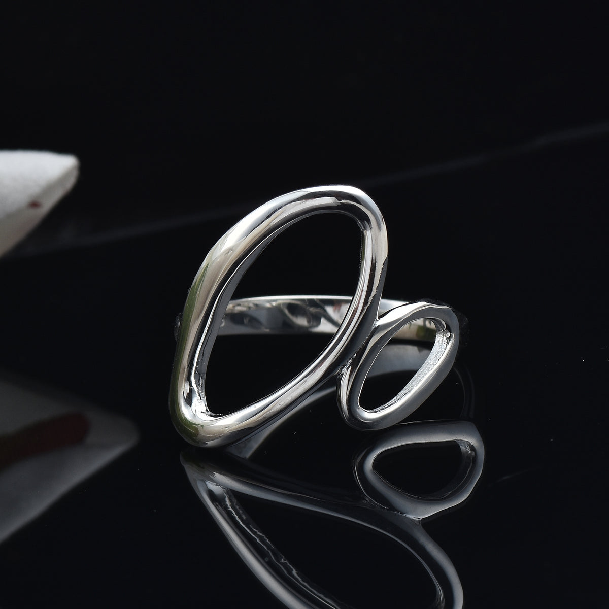Abstract Open Loop Statement Ring – 925 Sterling Silver
