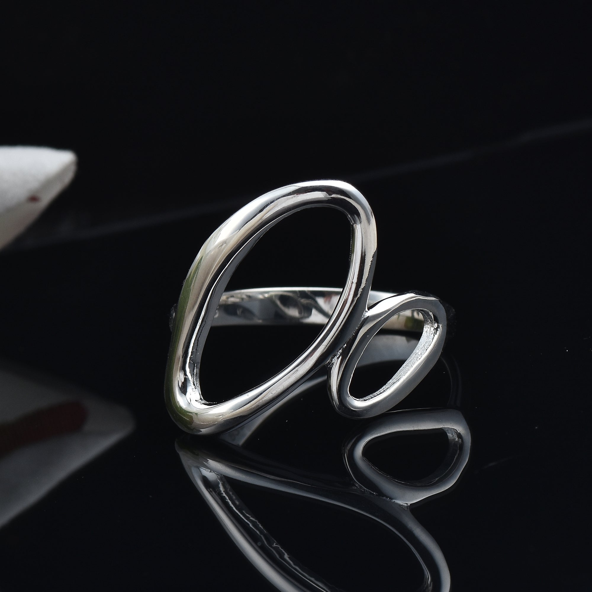 Modern Minimalist Statement Abstract Loop Ring 925 Sterling Silver