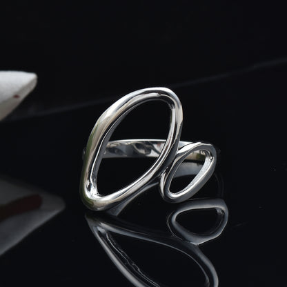 Abstract Open Loop Statement Ring – 925 Sterling Silver
