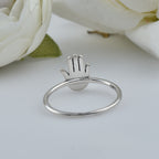 Minimalist Palm Symbol Adjustable Hand Ring 925 Sterling Silver