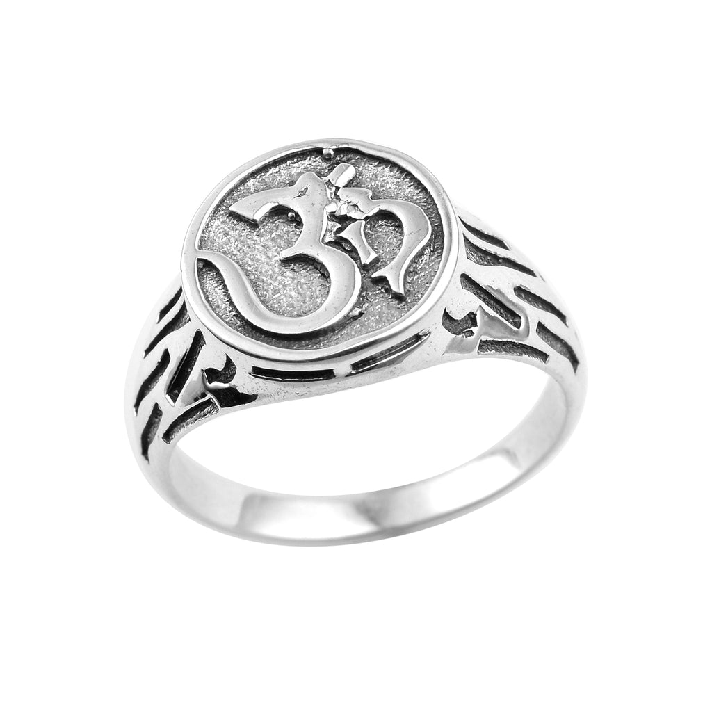 Hindu Aum Symbol Spiritual Om Ring 925 Sterling Silver