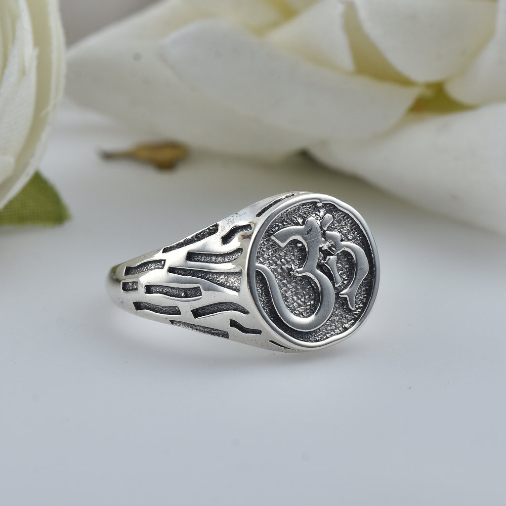 Hindu Aum Symbol Spiritual Om Ring 925 Sterling Silver