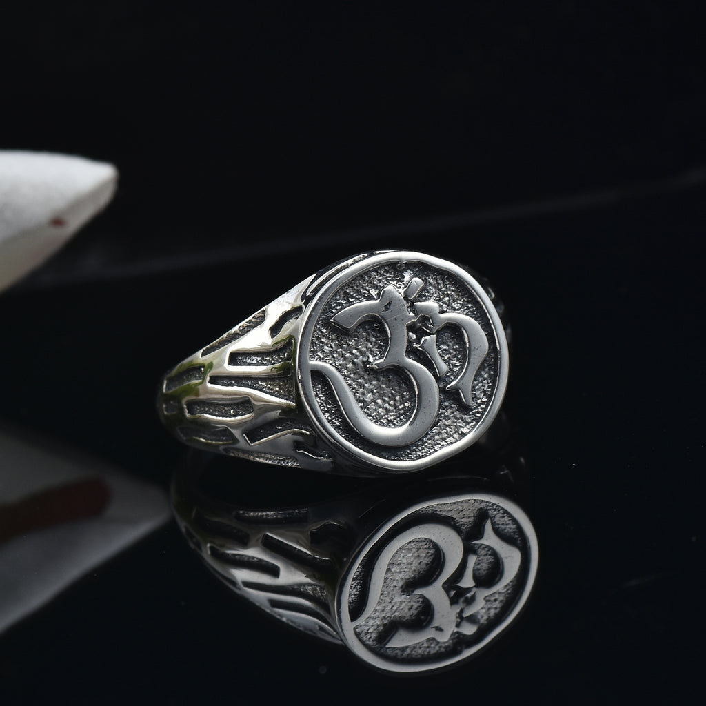 Hindu Aum Symbol Spiritual Om Ring 925 Sterling Silver