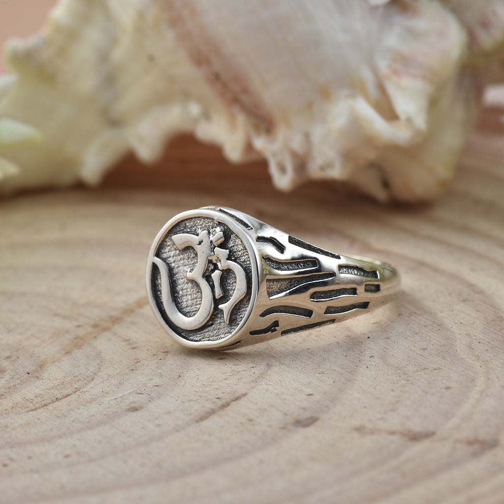 Hindu Aum Symbol Spiritual Om Ring 925 Sterling Silver