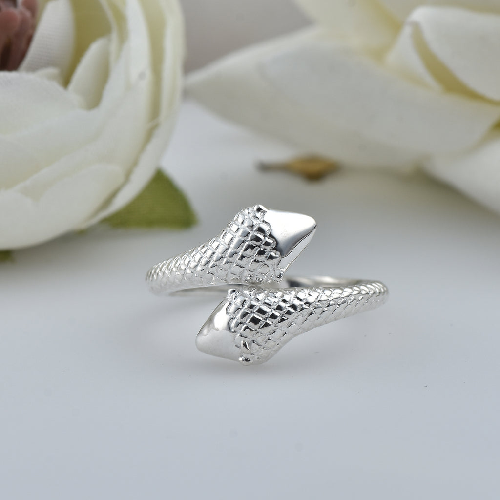 Open Wrap Serpent Adjustable Snake Ring 925 Sterling Silver