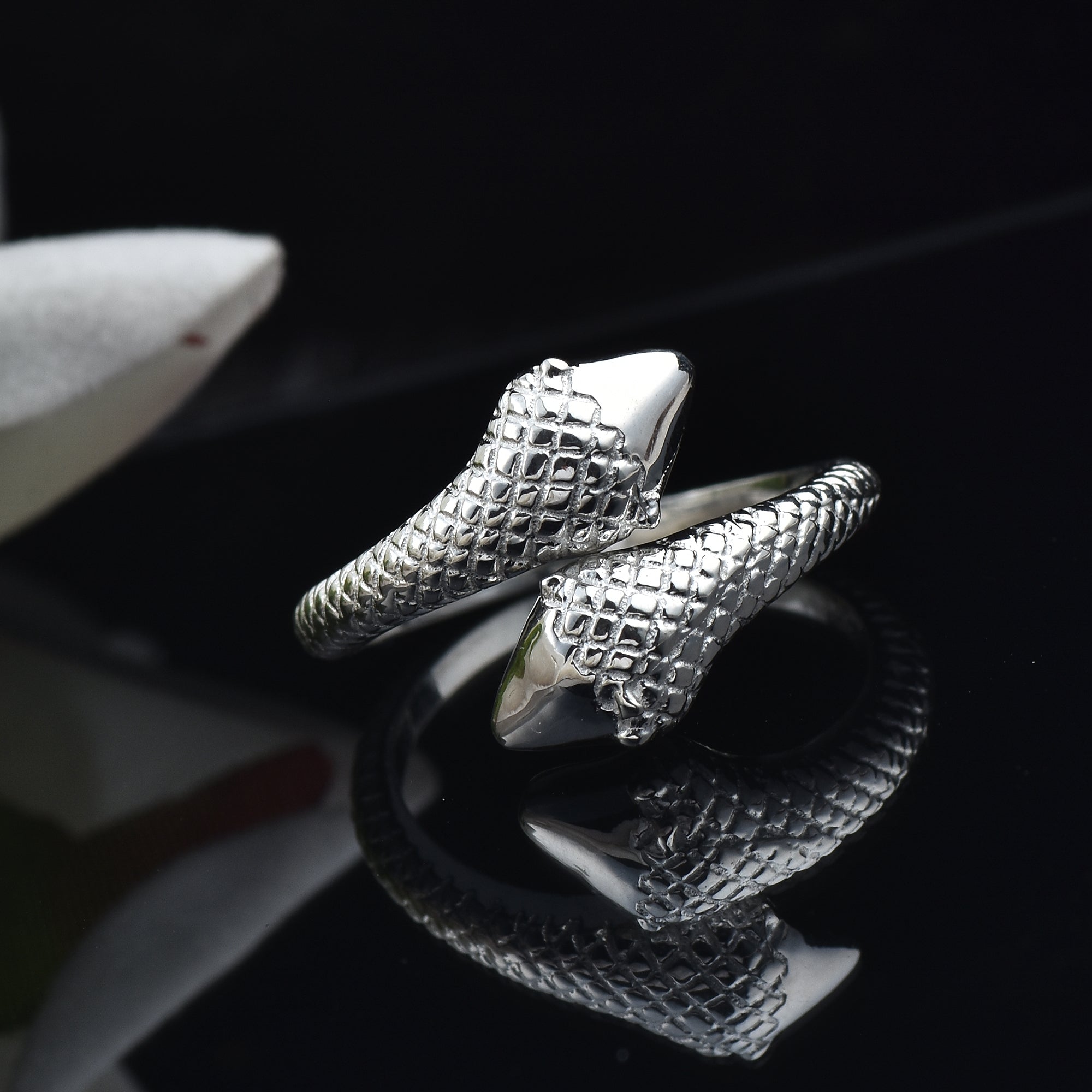 Open Wrap Serpent Adjustable Snake Ring 925 Sterling Silver