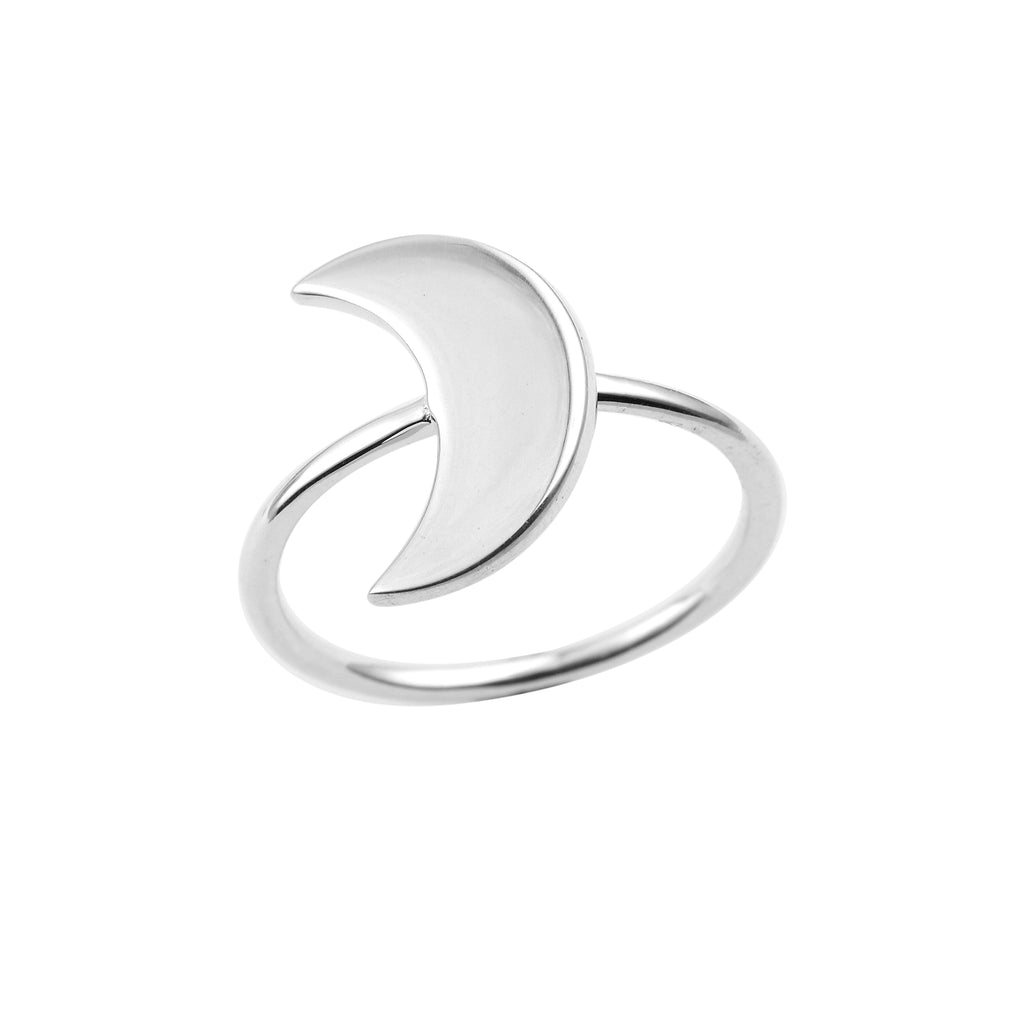 Minimalist Lunar Open Crescent Moon Ring 925 Sterling Silver