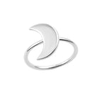 Minimalist Lunar Open Crescent Moon Ring 925 Sterling Silver
