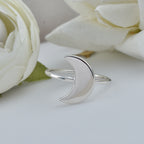 Minimalist Lunar Open Crescent Moon Ring 925 Sterling Silver