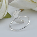 Minimalist Lunar Open Crescent Moon Ring 925 Sterling Silver