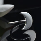 Minimalist Lunar Open Crescent Moon Ring 925 Sterling Silver