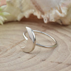 Minimalist Lunar Open Crescent Moon Ring 925 Sterling Silver