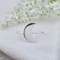 Minimalist Lunar Open Crescent Moon Ring 925 Sterling Silver