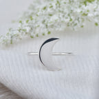 Minimalist Lunar Open Crescent Moon Ring 925 Sterling Silver