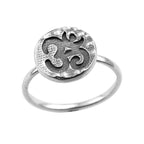 Round Coin Style Aum Symbol Spiritual Om Ring 925 Sterling Silver