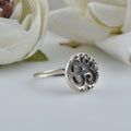 Round Coin Style Aum Symbol Spiritual Om Ring 925 Sterling Silver