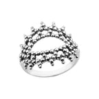 Triple Layer Bubble Texture Beaded Crown Ring 925 Sterling Silver
