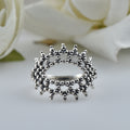 Triple Layer Bubble Texture Beaded Crown Ring 925 Sterling Silver