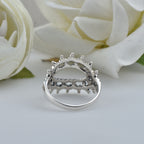 Triple Layer Bubble Texture Beaded Crown Ring 925 Sterling Silver