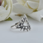 Triple Layer Bubble Texture Beaded Crown Ring 925 Sterling Silver