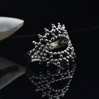 Triple Layer Bubble Texture Beaded Crown Ring 925 Sterling Silver