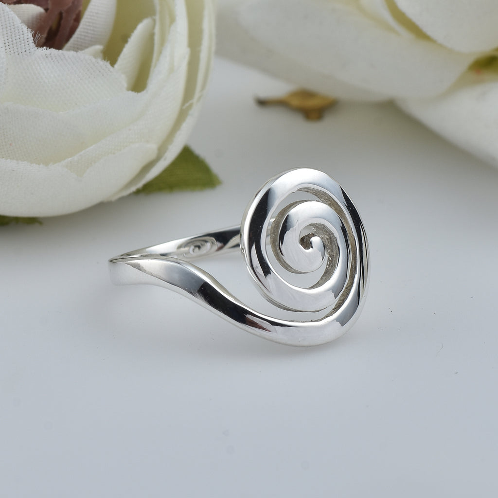 Minimalist Swirl Spiral Ring 925 Sterling Silver