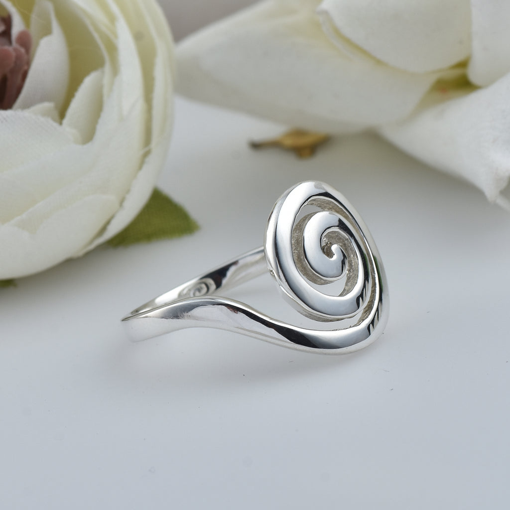 Minimalist Swirl Spiral Ring 925 Sterling Silver