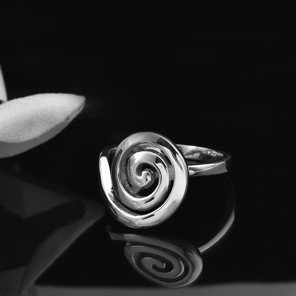 Minimalist Swirl Spiral Ring 925 Sterling Silver