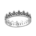 Heart Motif Vintage Stackable Crown Band Ring 925 Sterling Silver
