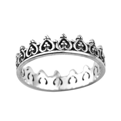 Heart Crown Stackable Band Ring – 925 Sterling Silver