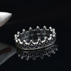 Heart Motif Vintage Stackable Crown Band Ring 925 Sterling Silver